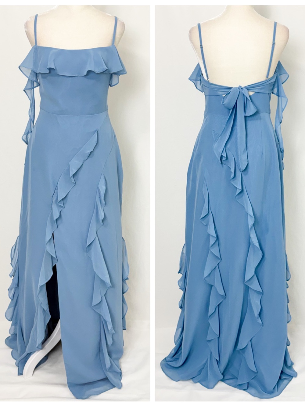 Azazie Barbie-Edition Light Blue Ruffle-Trim Evening Dress for Bridesmaid